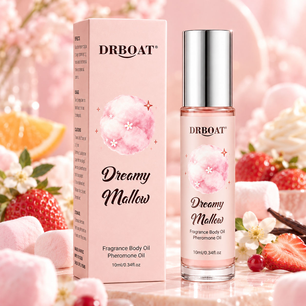 Perfume Fragrance Oil - 女性用ロールオン香水オイル、マシュマロストロベリーの甘美な香り、アルコール不使用で長時間香りが持続、携帯に便利な旅行用香水ギフト。