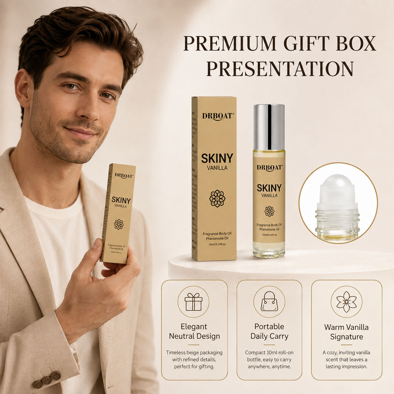 メンズ用ロールオンフレグランスオイル。肌に優しく、バニラとホ - Perfume In Fragrance のレビューと価格