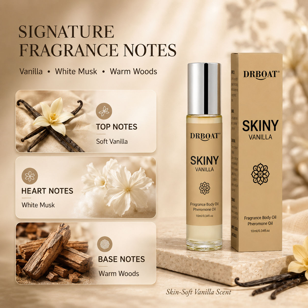 メンズ用ロールオンフレグランスオイル。肌に優しく、バニラとホ - Perfume In Fragrance のレビューと価格