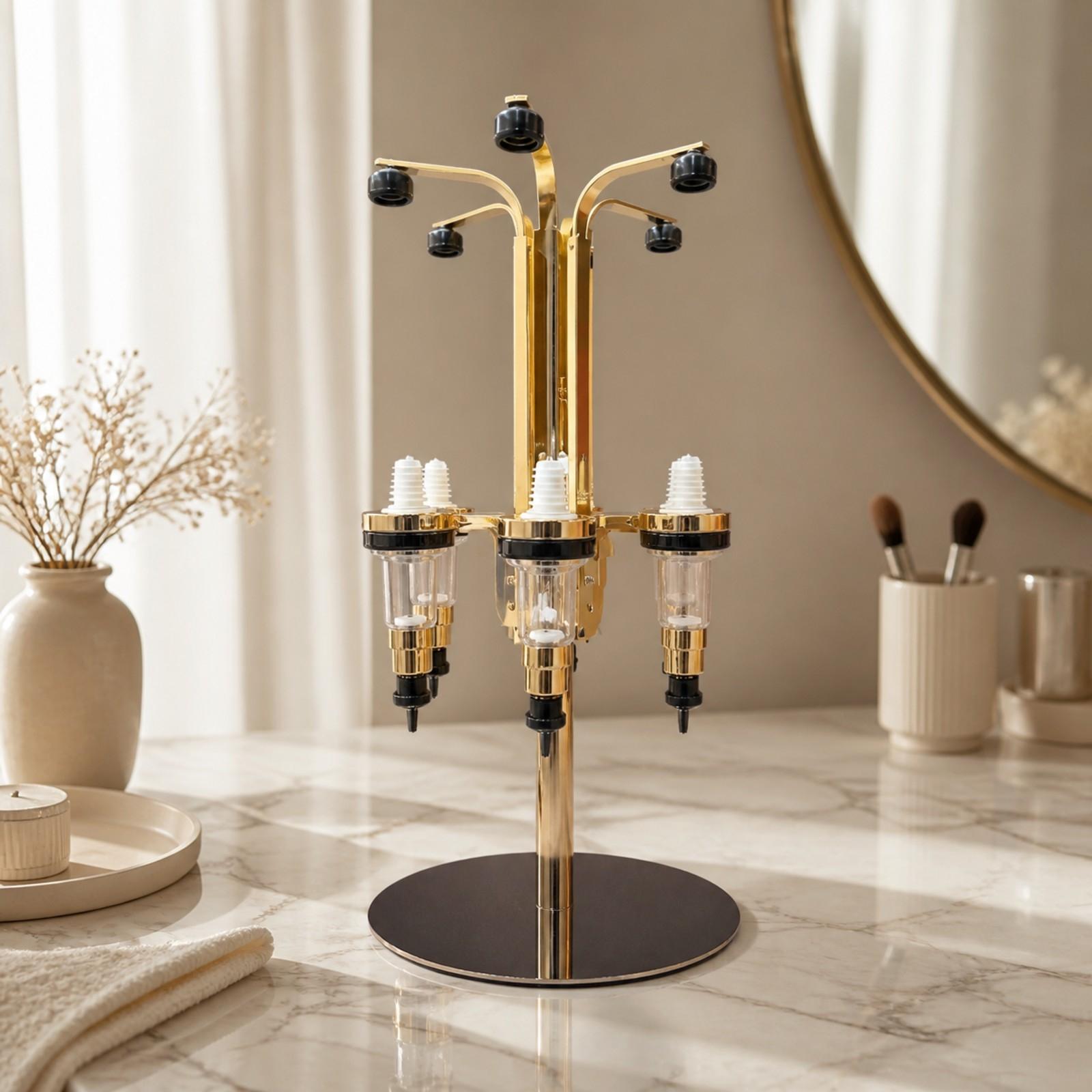 6つのヘッドが回転する香水ディスプレイスタンド。金属製のカウ - Perfume Fragrance Bar のレビューと価格