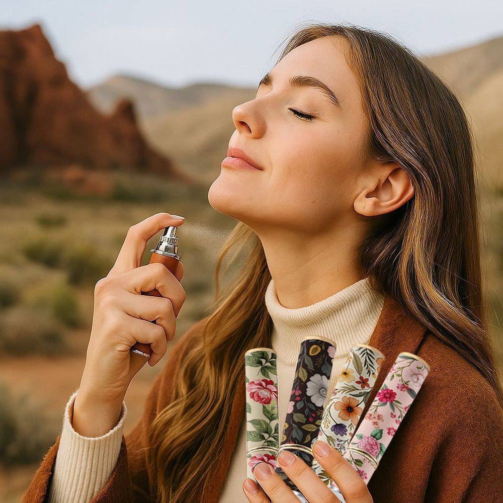 ファッション PU レザー香水瓶 10 ミリリットル花柄化粧 - Perfume Fine Fragrance のレビューと価格