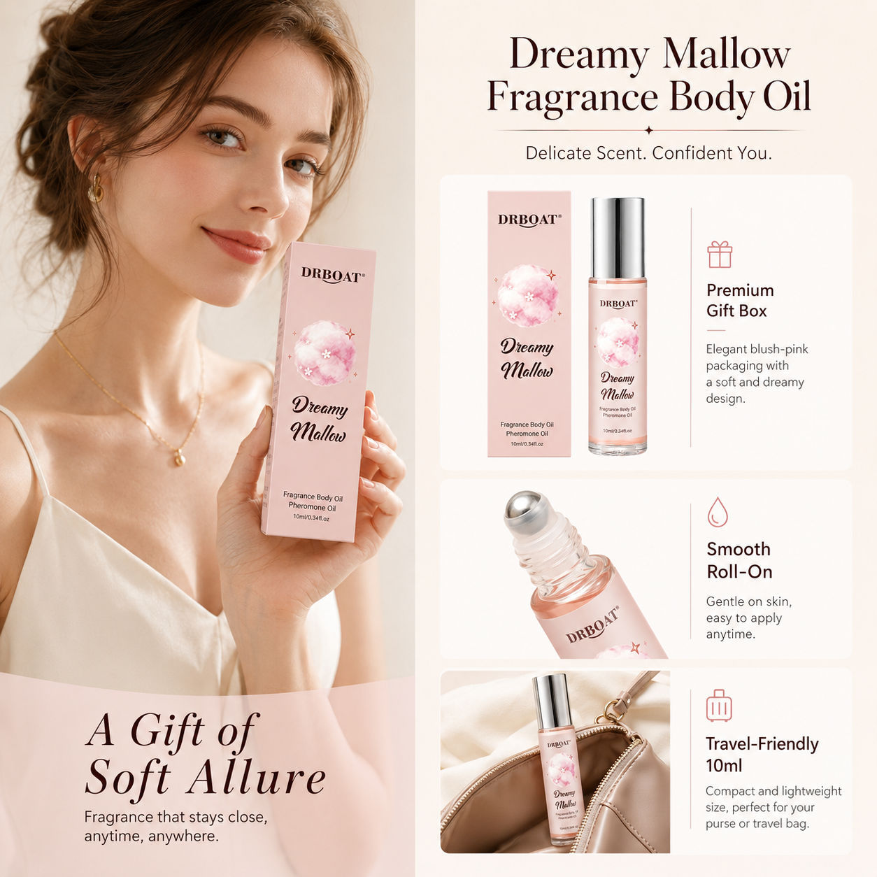 女性用ロールオン香水オイル、マシュマロストロベリーの甘美な香 - Perfume Fragrance Oil のレビューと価格
