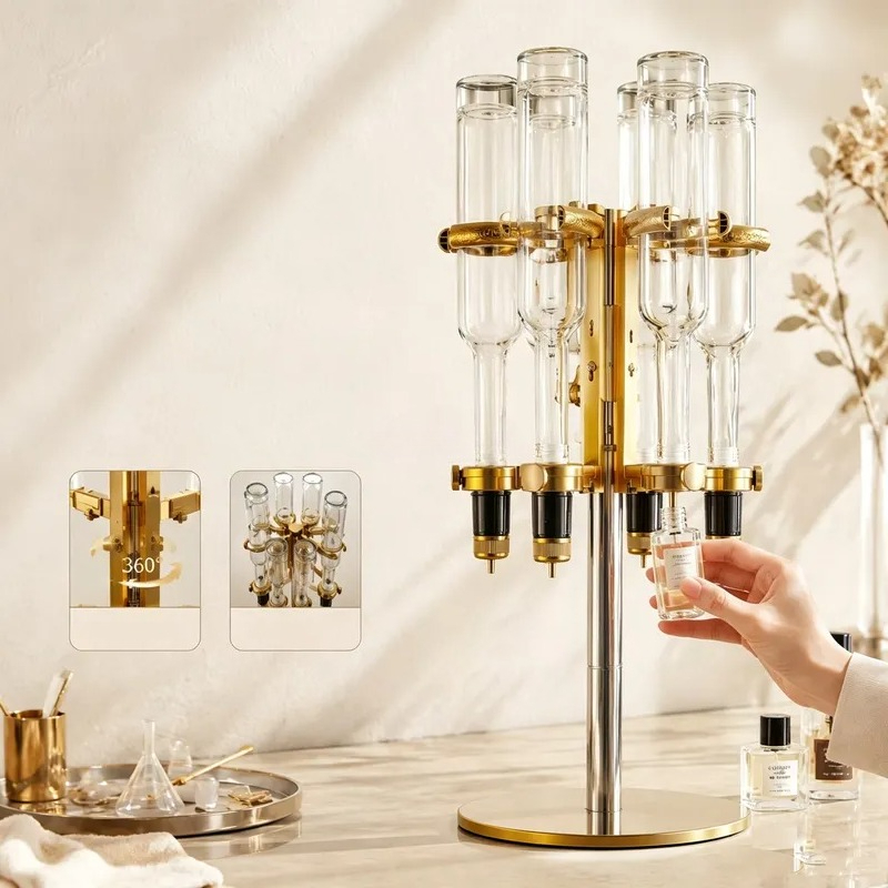 新しい6本用ゴールデン香水ディスペンサーディスプレイスタンド - Perfume Fragrance Bar のレビューと価格