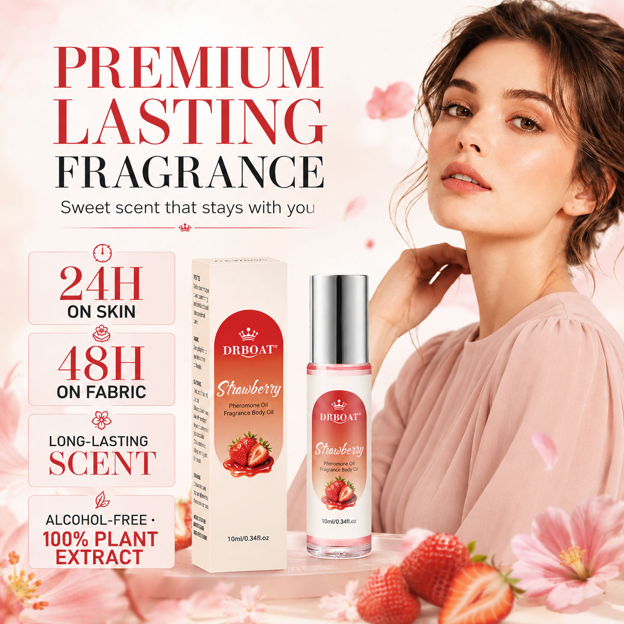 女性用ストロベリーロールオン香水オイル 10ml 長時間持続 - Perfume Fragrance Oil のレビューと価格