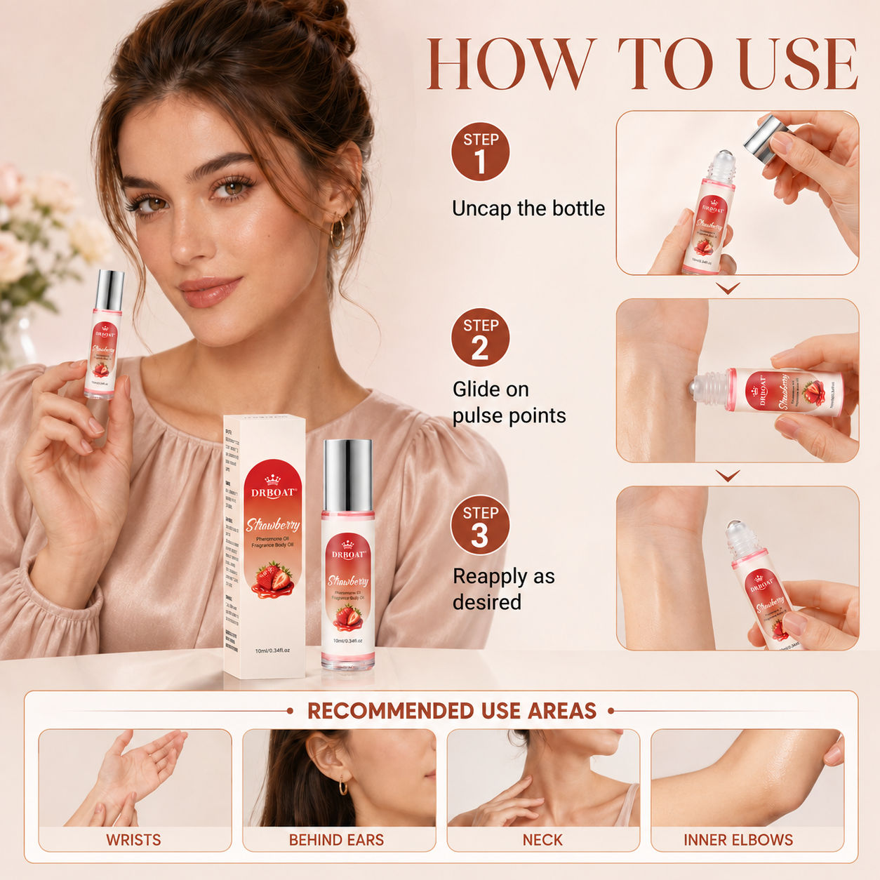 女性用ストロベリーロールオン香水オイル 10ml 長時間持続 - Perfume Fragrance Oil のレビューと価格